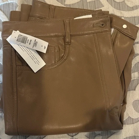 Aritzia Vegan Leather Melina Pants in Taupe - Picture 1 of 2